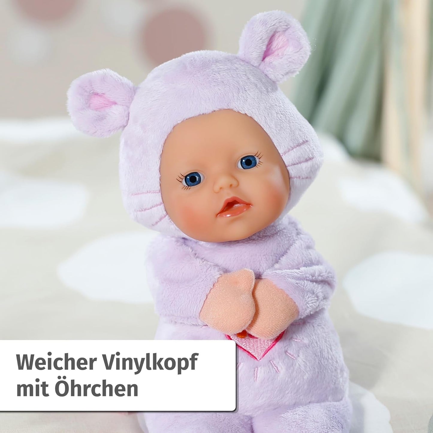 Baby Born for Babies Blød musedukke, 26 cm, med ører og fingerlommer, til nyfødte, 836590 Zapf Creation, Pink