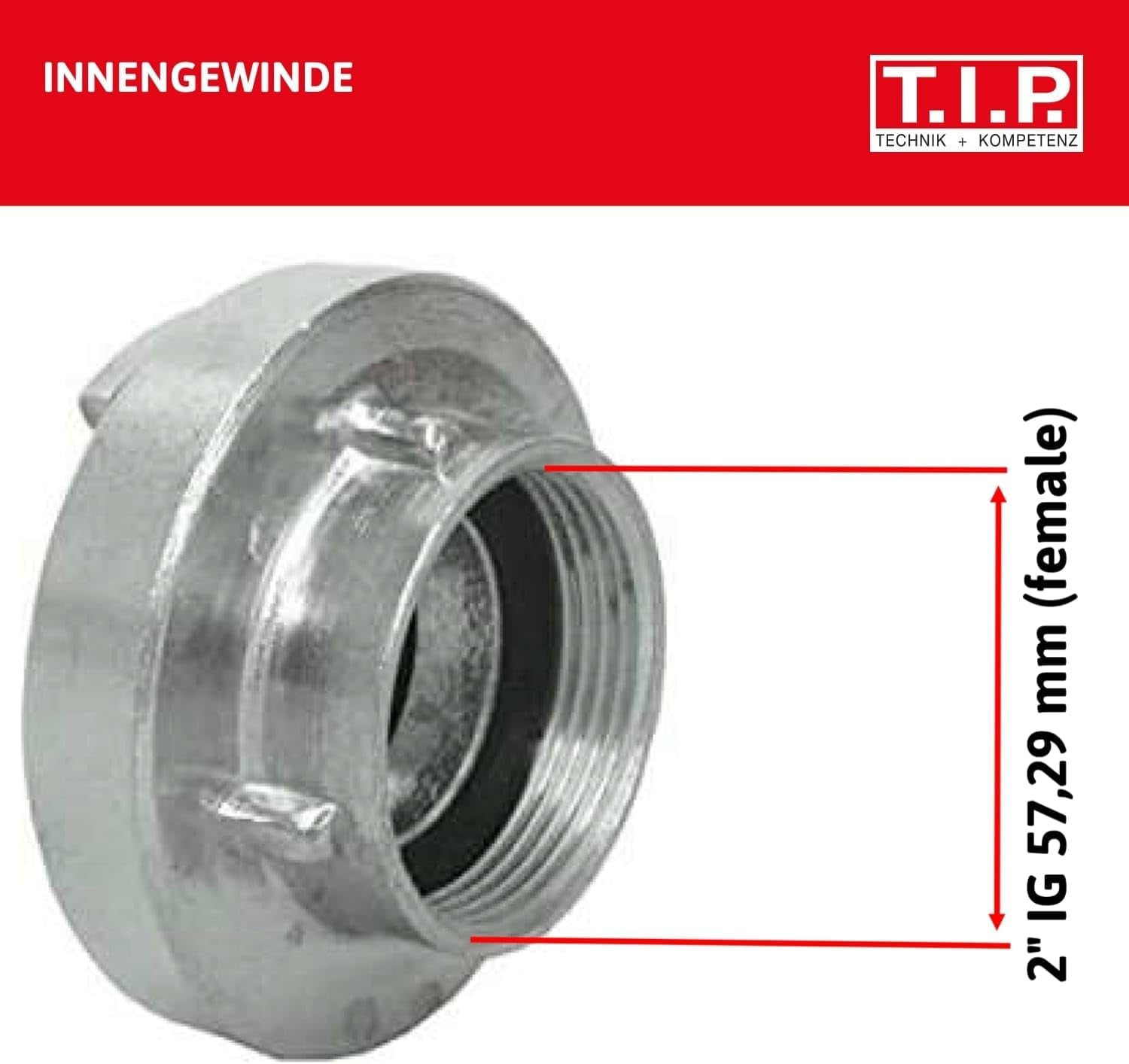 Storz TYPE C 52 kobling, 2" indvendigt gevind, til rør og fittings med nitril O-ring til suge- og trykindsatser, lavet af aluminium, 31092