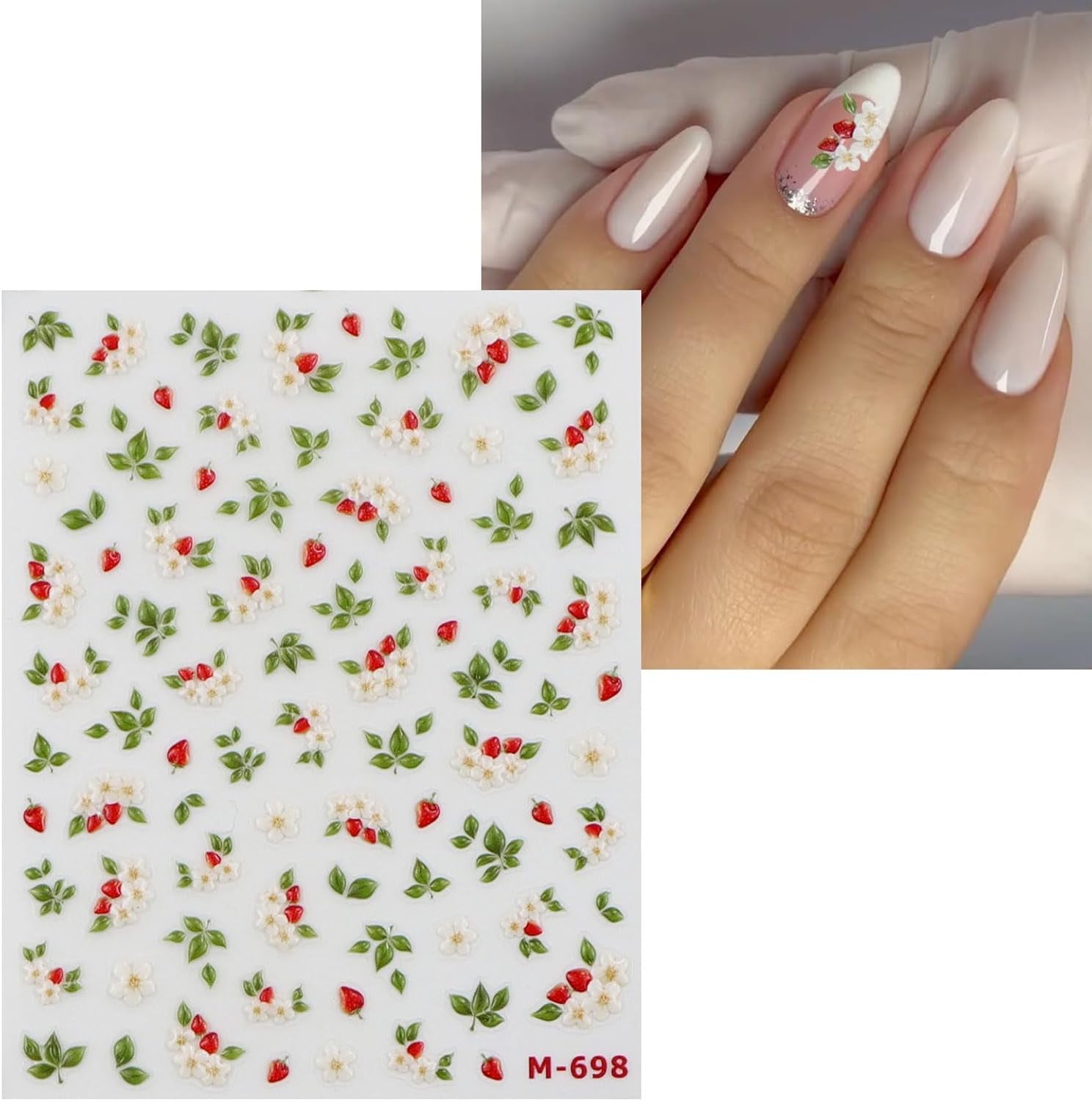 JMEOWIO 3D Nagelsticker Blume Nerdbeerenail Art Sticker Selbstklebend Nagelaufkleber 5D Stereoskopisk Dekoration Nageldesign Tilbehør 1 Blatt