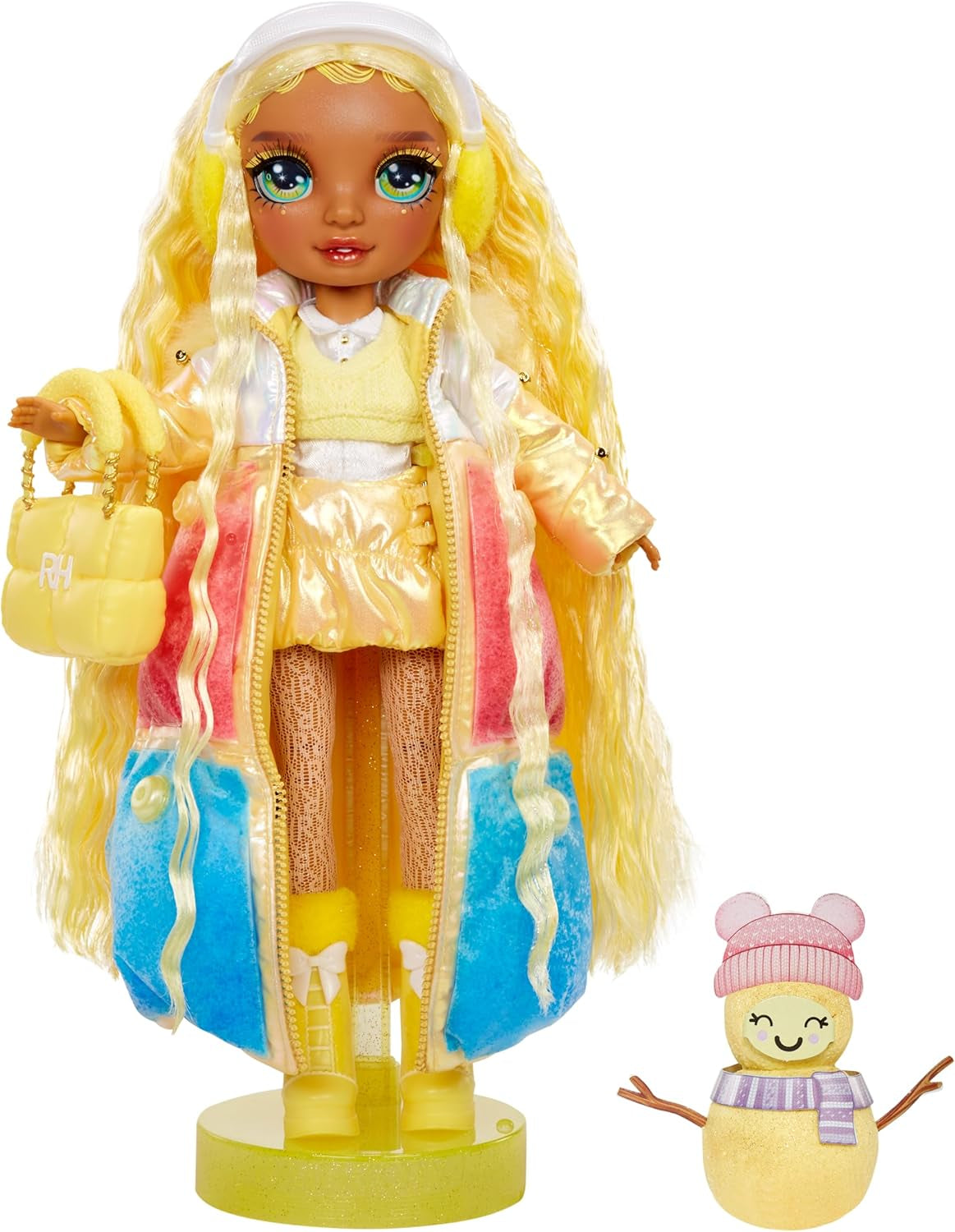 Rainbow High Winter Wonderland - Sunny (Gul) - 28 cm Hidden Magic Water Oppustning Snemandsmodedukke med snemandssæt, velegnet til 4-12 år gamle børn og samlere