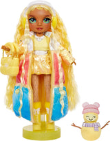 Rainbow High Winter Wonderland - Sunny (Gul) - 28 cm Hidden Magic Water Oppustning Snemandsmodedukke med snemandssæt, velegnet til 4-12 år gamle børn og samlere