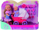 Simba 105736241 Evi Love Walk Doll 2 Assorted Evi Dukke med babydukke med dukkeklapvogn Inkl. tilbehør Modedukke 12 cm til børn fra 3+