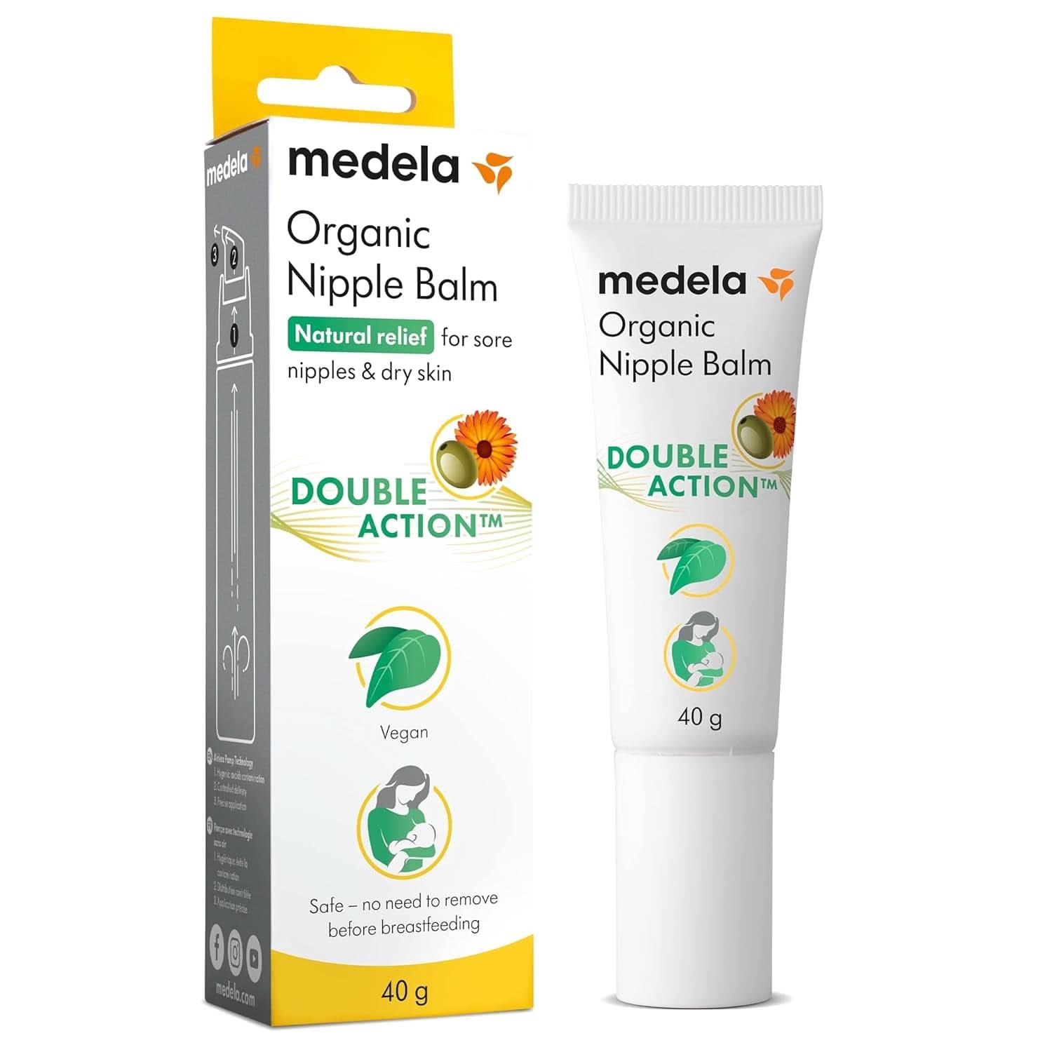 Medela Bio-Brustwarzenbalsm – Beruhigend Und Pflegend Für Stillende Mütter – Hergestellt Aus Naturichen, Sicheren Inhaltsstoffen – Linderung Bei Beanspruchten Brustwarzen – Postpartum Essentials 40 G Tilbehør Mad og amning Baby Naty Shop Bio Brustwarzencreme 40G
