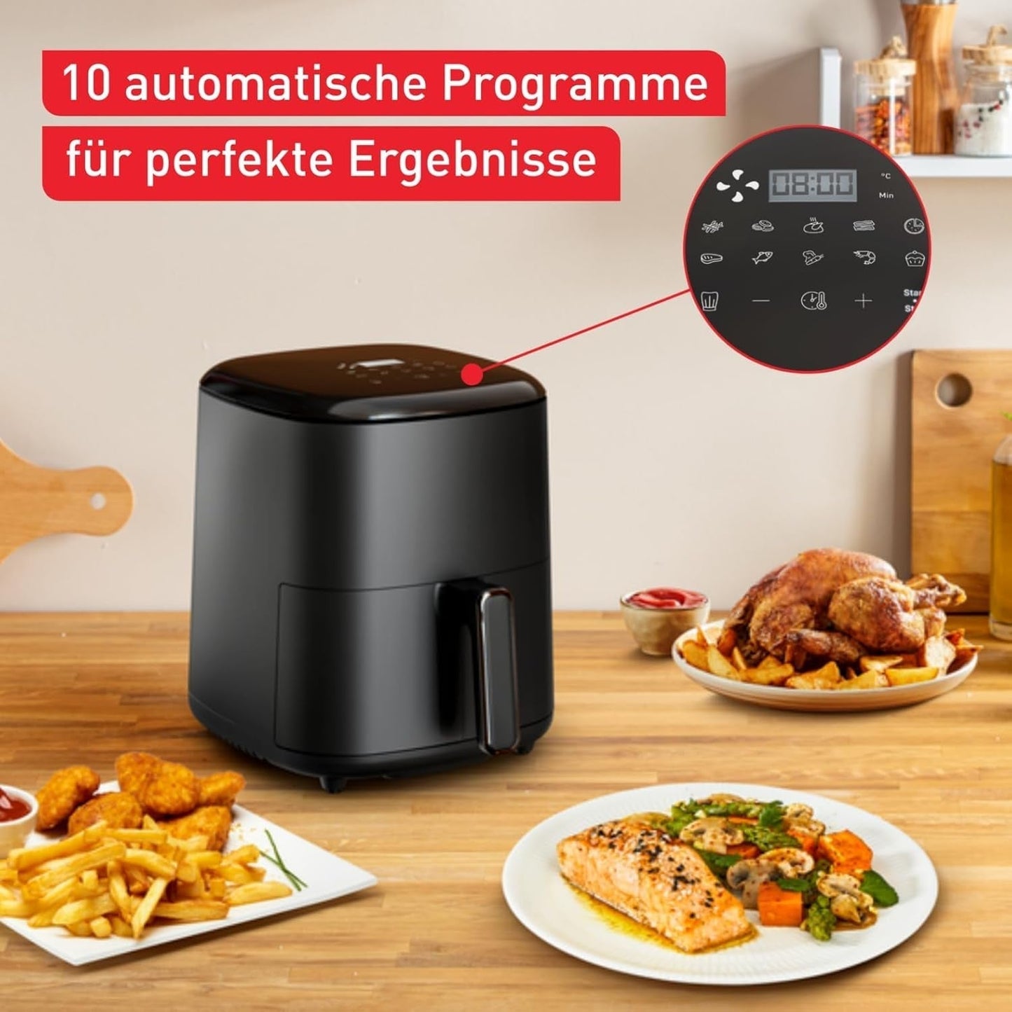 Tefal Easy Fry Max EY2458, 5 liter, Hot Air Fryer, 10 automatiske tilberedningsprogrammer, digital touchskærm Hvidevarer Naty Shop