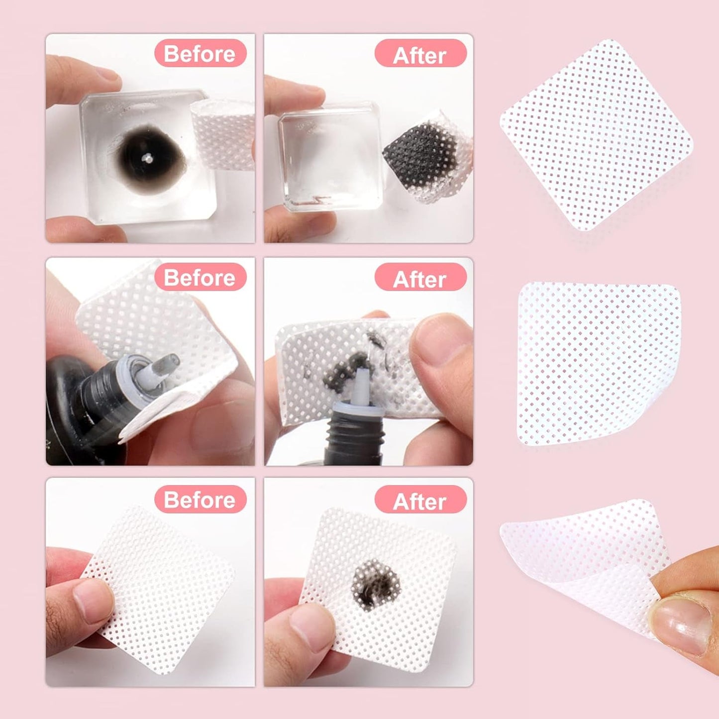 Qufiiry 300 Stück Fusselfreie Nageltücher, fnugfri negleservietter, Fusselfrei Nagel Wattepads, Nagel Wischtücher Für Cleaner Gelnägel Nagellackentferner Wattepads Nail Wipes Pads
