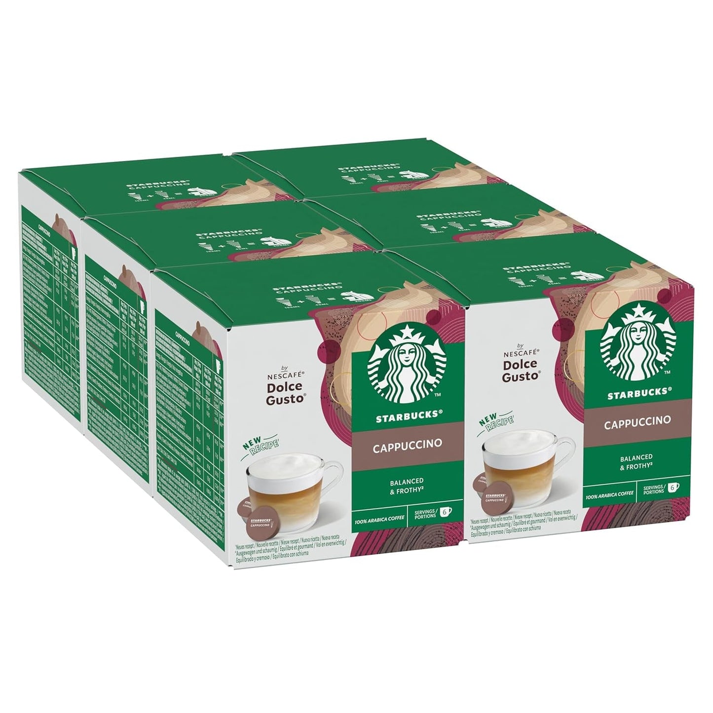 STARBUCKS Cappuccino fra Nescafé Dolce Gusto Kaffeekapseln 6 x 12 (72 Kapseln)