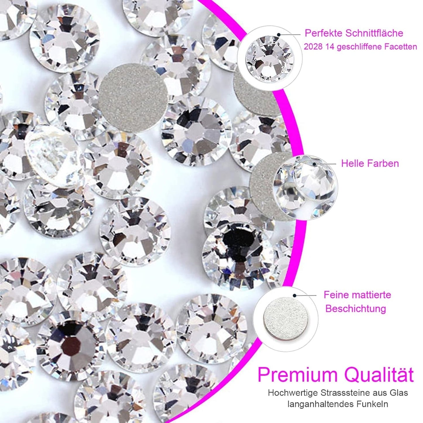 3200 Nail Stones Set FITDON Multi-Shaped Glass AB Stones og Clear Diamond Glitter AB Stones til Negle Art Decoration DIY Kits Smykker Nøgleringe Negle Accessories