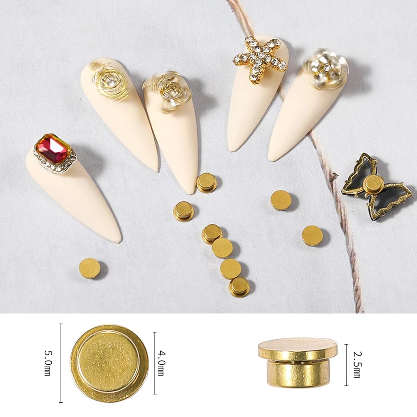 Nail Art Roterende Charm, 20 Stück Spinning Nail Charms Nail Rotating Bearing Für Nail Art Design DIY Crafting Schmuck Zubehör