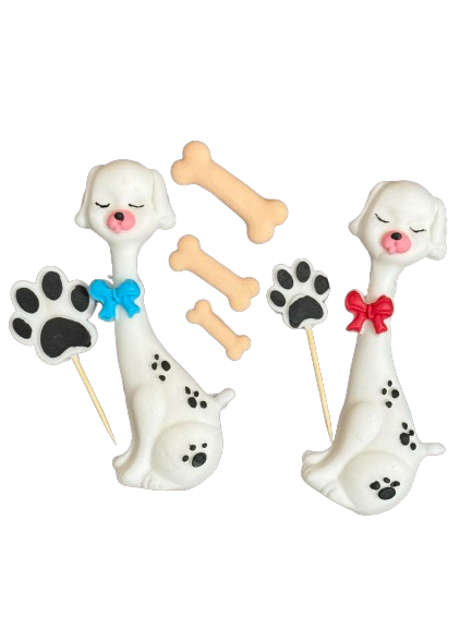 Sæt med 7 spiselige sukkerdekorationer, Dalmatian Dog Sugar Paste Decorations Nati Shop