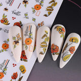 3D Autumn Nail Stickers Græskarblade Negle Stickers Geometrisk linje Blomster Negle Stickers Thanksgiving Day Design Negle Stickers Efterår Pumpkin Nail Stickers Negletilbehør Negle Art