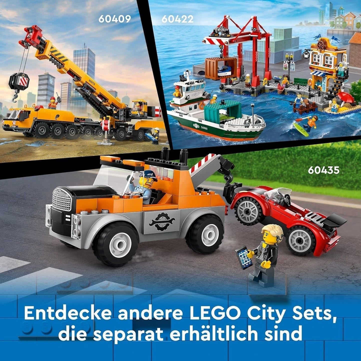 LEGO City larvegravemaskine, legetøjsgravemaskine til børn fra 8 år, byggelegetøj med gravemaskinemodel, bygbar lastbil med tilbehør og 3 minifigurer 60420 Byggesæt Besuche den LEGO-Store