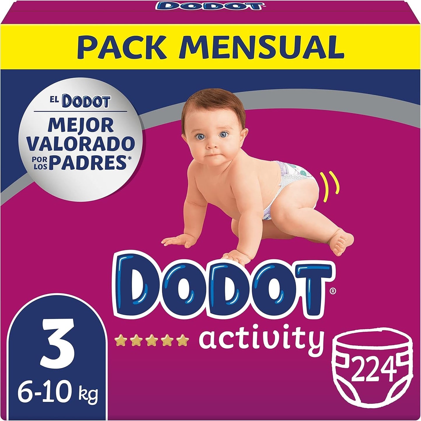 Baby Activity Bleer, størrelse 3 (6-10 kg), 224 bleer med en robust pasform