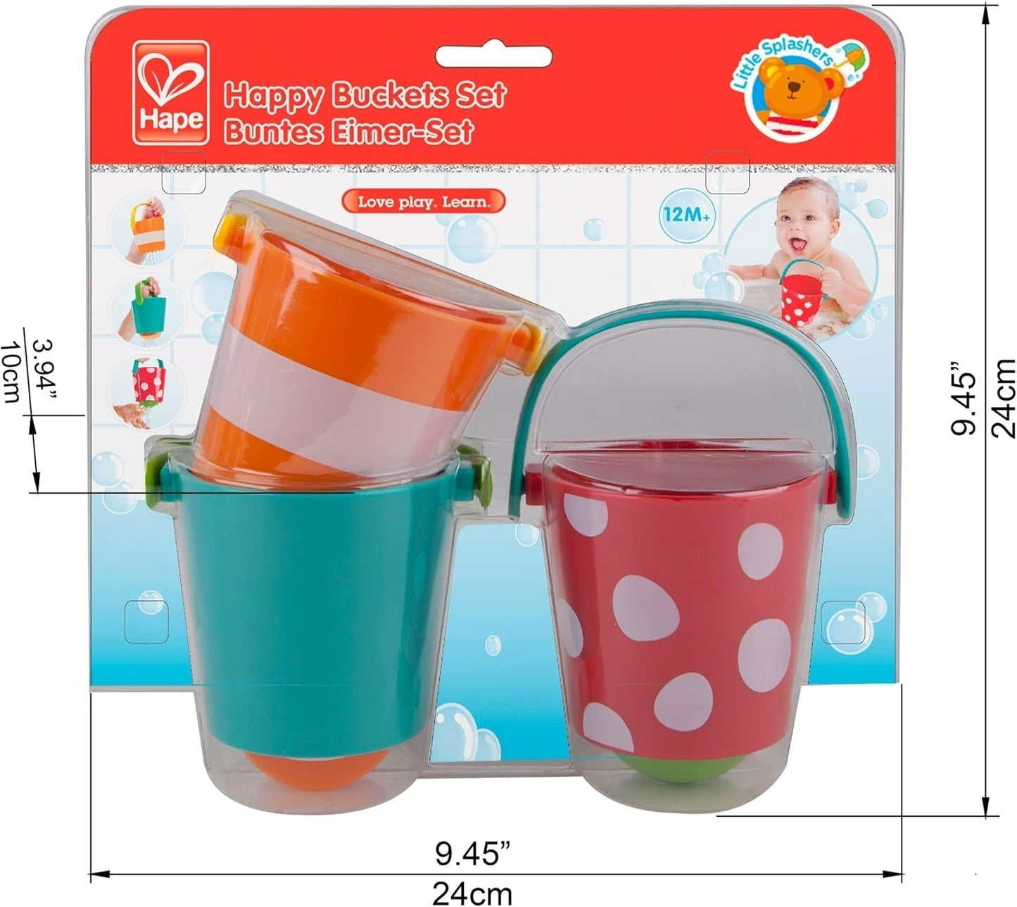 Hape Farverigt spandesæt | Tredelt vandhjulsbadelegetøj til småbørn, flerfarvet Jucarii Bebe Naty Shop