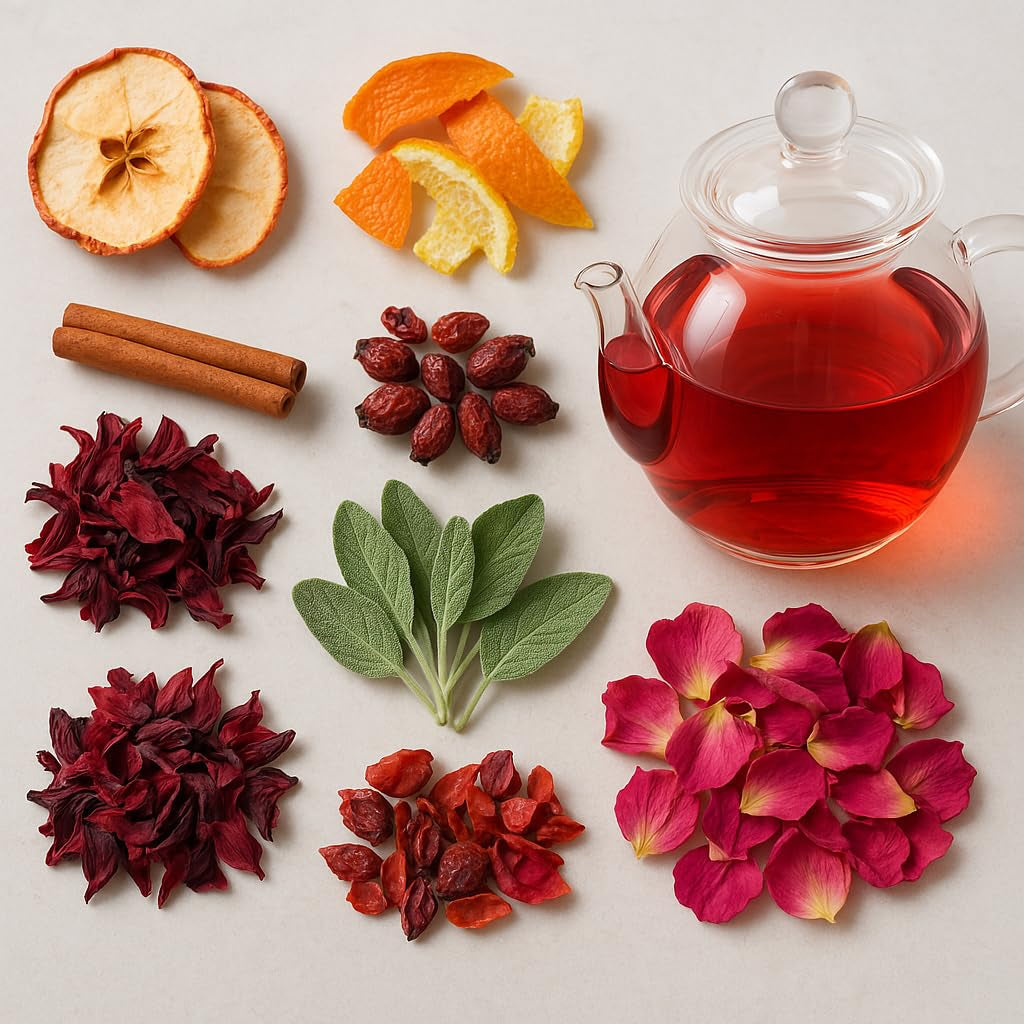 Frugtte – 100g Frugtblanding med smag med æble, hibiscus og kanel – Ziplock-pose, ca. 25 kopper – Ingen tilsætningsstoffer, pakket i Tyskland