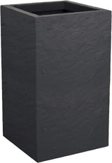 Volcania Up plantekasse, firkantet, høj, 36 l, stenlook, enkeltvæg, vandtank, 29,5 x 29,5 x 49,5 cm, antracitgrå