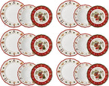 Hutschenreuther Happy Wintertime Red Christmas Servicesæt til 6, porcelæn, flerfarvet, 6 morgenmadstallerkener, 6 middagstallerkener og 6 middagstallerkener, tåler opvaskemaskine og mikroovn