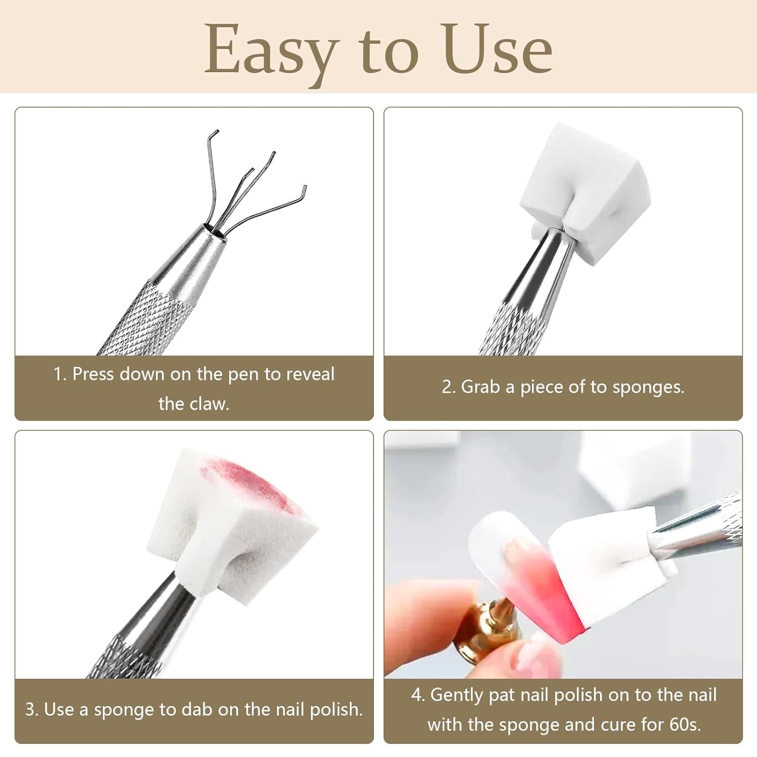 250 Stück Nail Art Schwamm Mit Metallgreifer Sponge Ombre Pinsel Nailart Nageldesign Tilbehør Nagelstudio Tilbehør til DIY Babyboomer Effekte Ombre Gradient Nageldesign