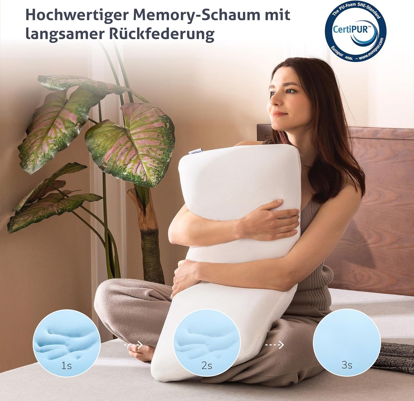 EGO HOME Pude Memory Foam Blød Ergonomisk Pude Til Ryg Sleeper Side Sleeper Nakkestøttepude med åndbart og vaskbart betræk, Oeko-Tex Certificeret, Nakkepude 75X35Cm Perne standard Naty Shop