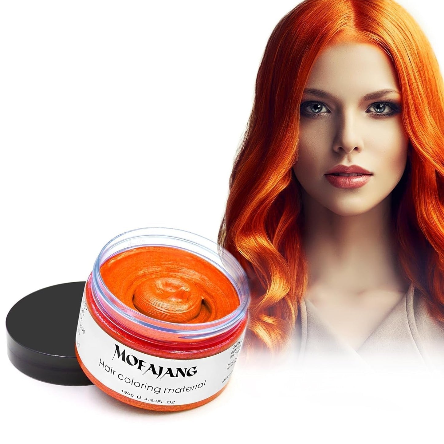 Midlertidig hårfarve, 4,23 ounce farvevoks til mænd, kvinder, vaskbar naturlig farve pomade, øjeblikkelig hårfarve til fest, cosplay, Halloween (rød) Naty Shop Hårfarve Orange 120G (1 pakke)