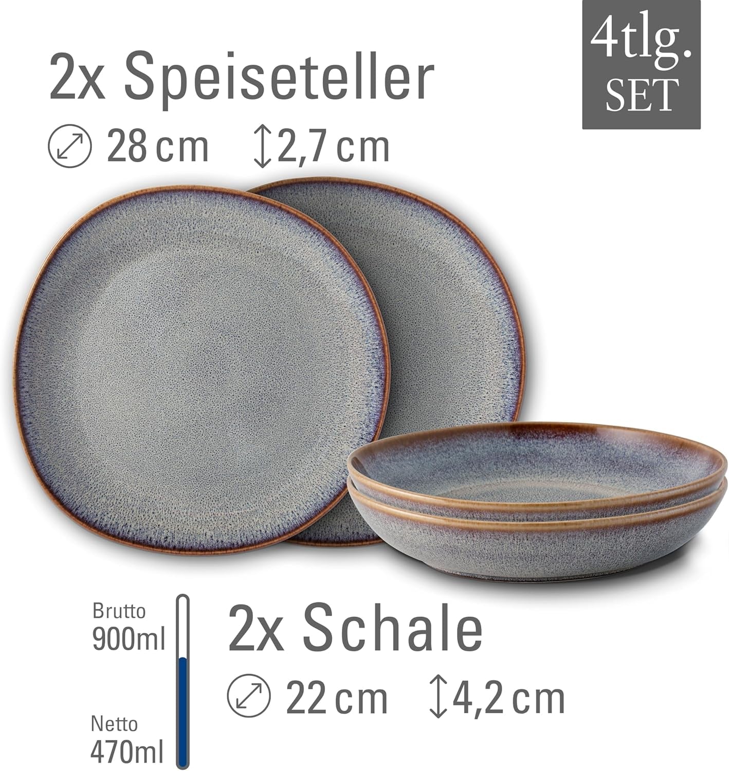 Lave beige bordsæt fra Villeroy & Boch, 4 stk., ca.