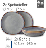 Lave beige bordsæt fra Villeroy & Boch, 4 stk., ca.