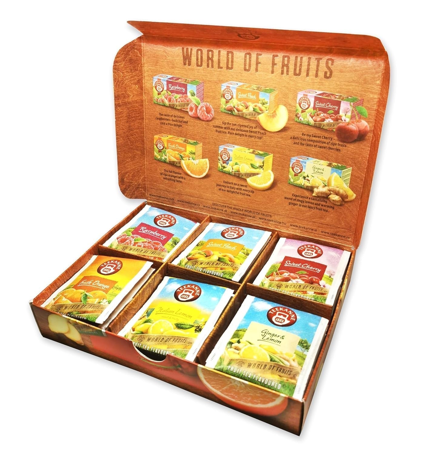 Teekanne World of Fruits (NY UDGAVE) - Æske med udvalg af frugtteer - 6 smagsvarianter * 5 teposer