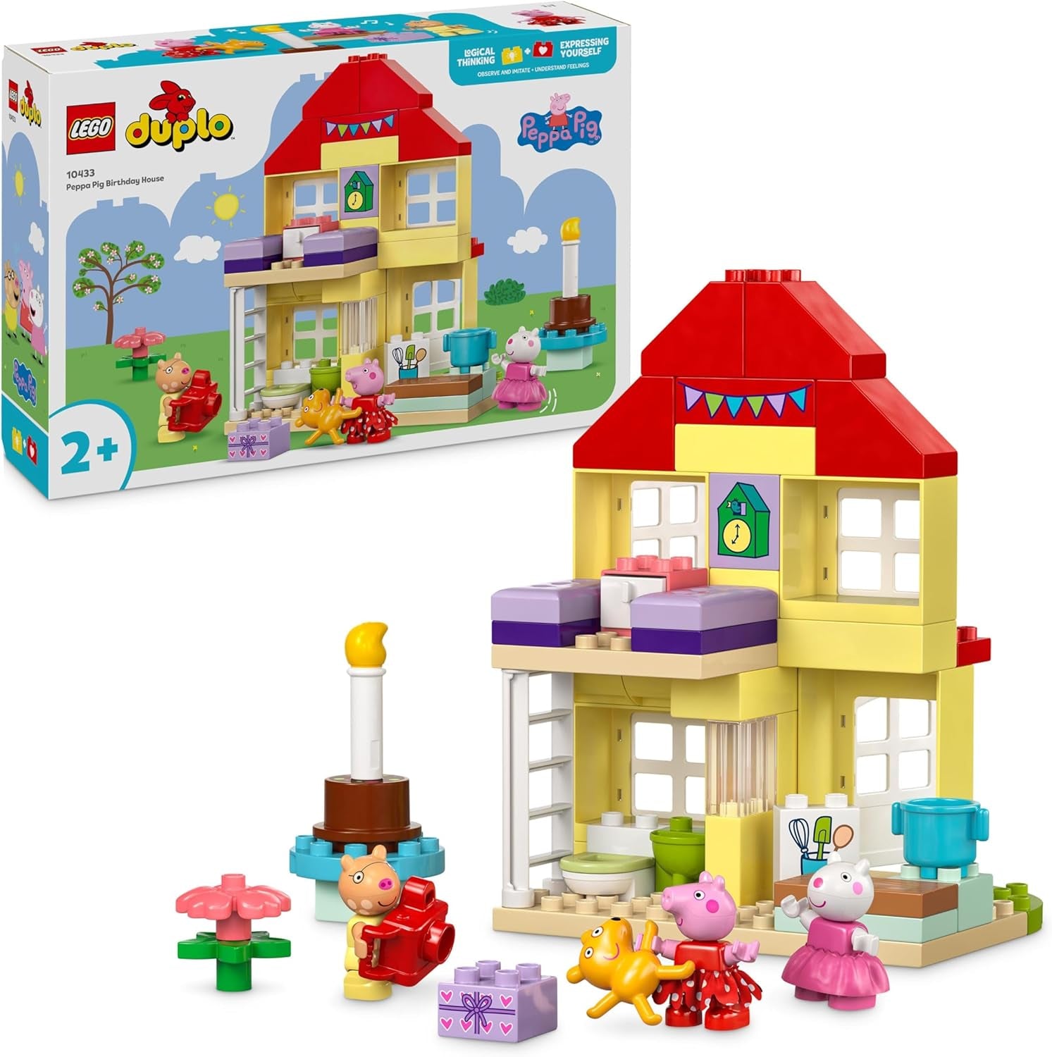 LEGO DUPLO Peppas fødselsdagshus: Kreativt 3-cifret legetøj, bygge og genopbygge legetøjshus til 2-årige, drenge og piger, fremmer fingerfærdighed 10433 Byggesæt Besuche den LEGO-Store Standardtitel