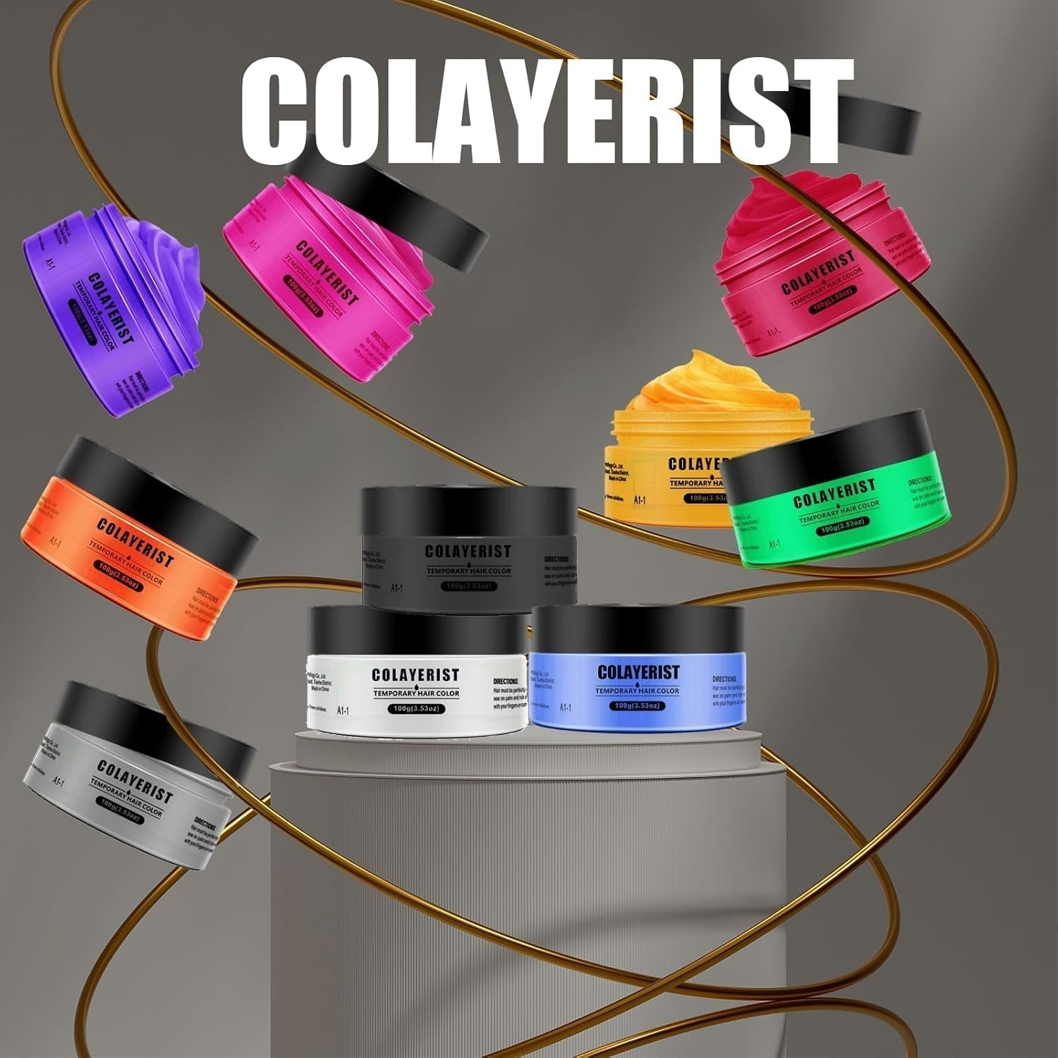 COLAYERIST Midlertidig vaskbar sort hårfarve Hårfarvevoks til mænd og kvinder Hårmascara til fest eller cosplay rod-fri hårfarveprodukter Hårfarve Naty Shop