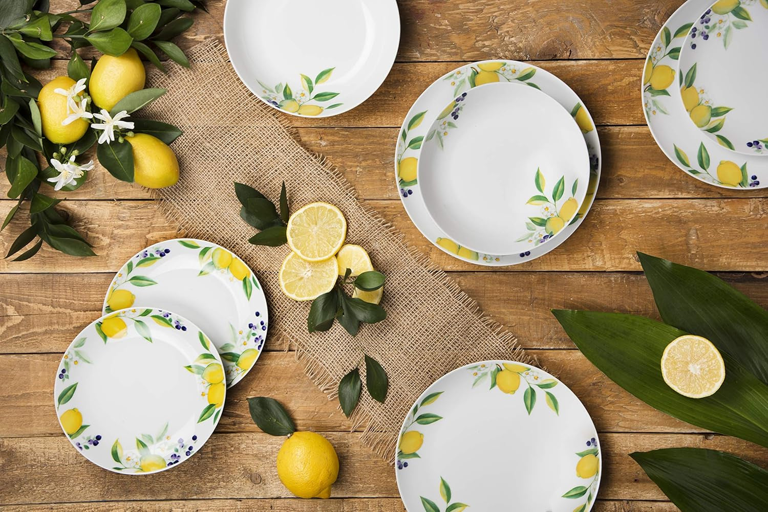 Excelsa Lemon servicesæt, 18 dele, porcelæn, hvid/citron