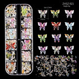 Nail Charms,6 Boxen Gold Silber Nagel Charms 3D Gold Bogen Stern Nail Art Dekoration+6200 Strasssteine ​​Bunt Steine ​​​​AB Perlen Diamanten,3D Legierung Bow Nail Gems Nagel Deko Für Frauen Nagel (6-A)