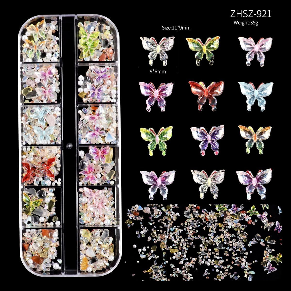 Nail Charms,6 Boxen Gold Silber Nagel Charms 3D Gold Bogen Stern Nail Art Dekoration+6200 Strasssteine ​​Bunt Steine ​​​​AB Perlen Diamanten,3D Legierung Bow Nail Gems Nagel Deko Für Frauen Nagel (6-A)