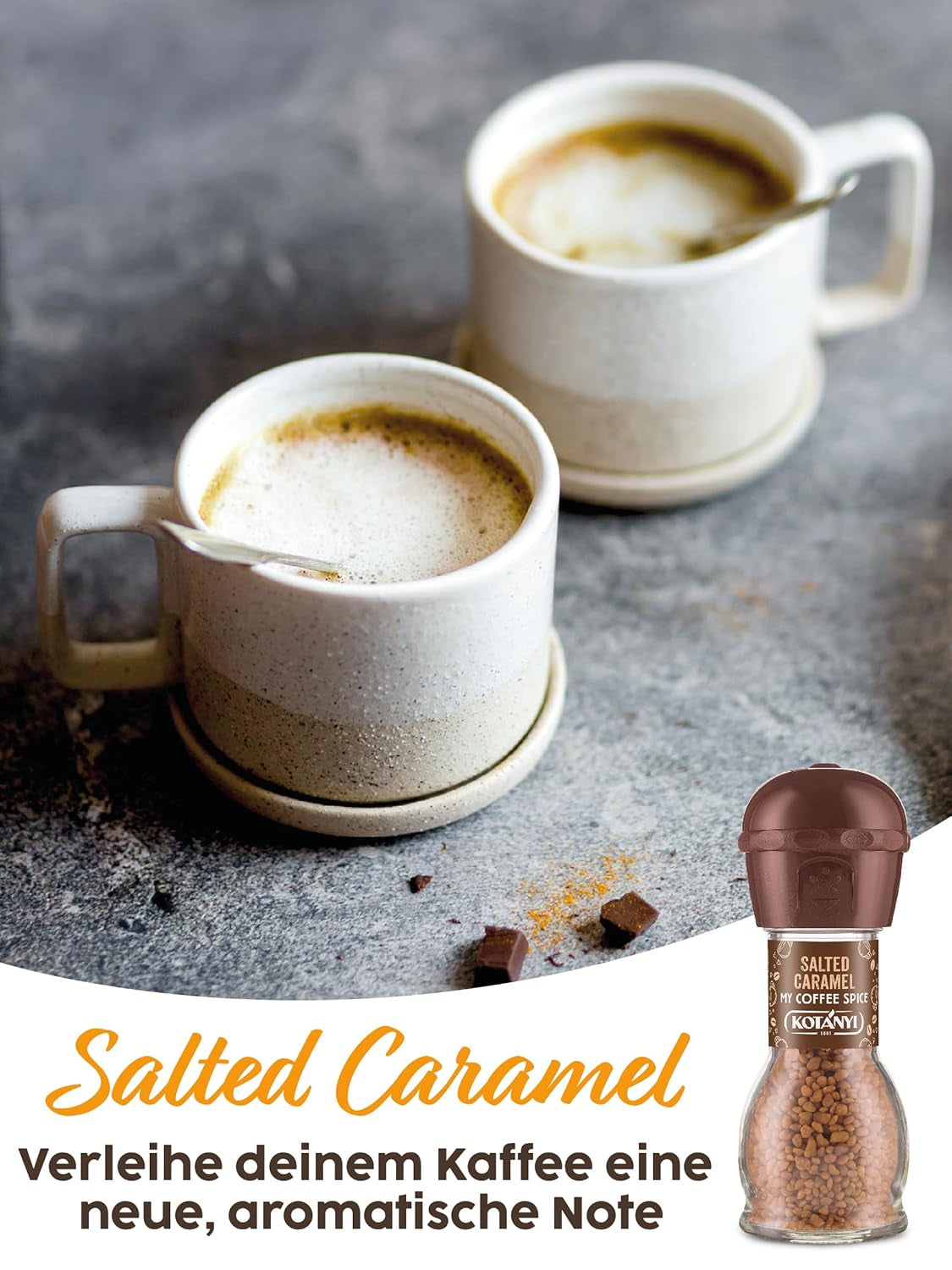 Kotanyi saltet karamel kaffe topping | feiner Caramellgeschmack, 4er Pack (4 x 65g)