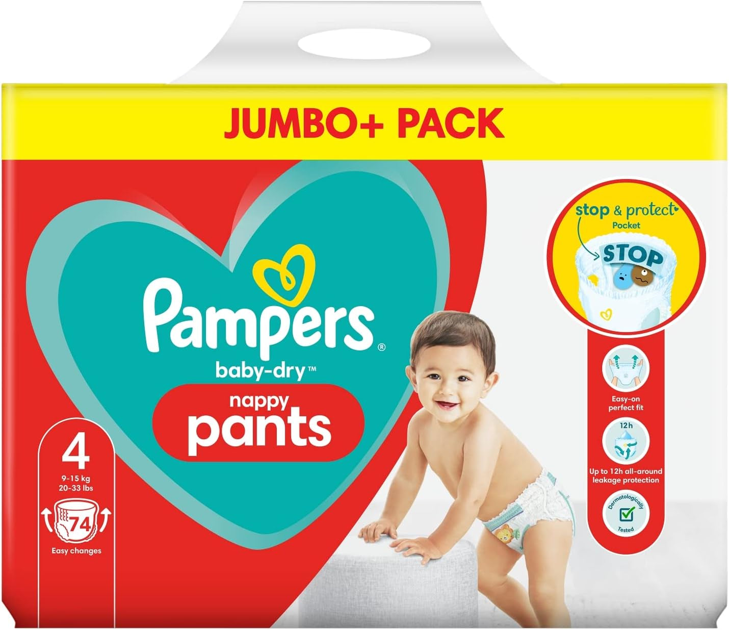 Pampers Baby-Dry bleer, str. 8, 43 bleer, fra 19 kg, Jumbo+ pakke