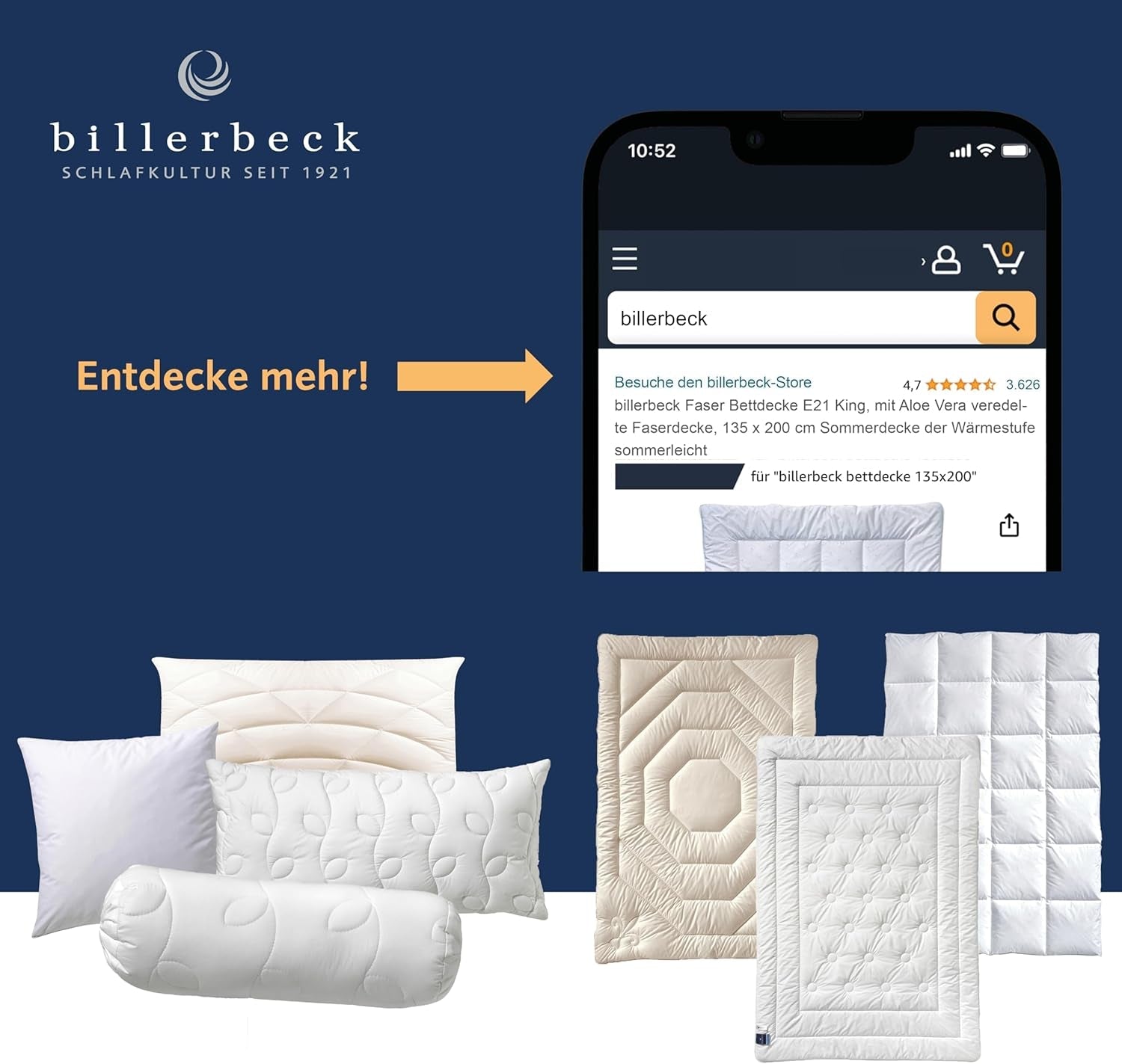 Billerbeck E48 Kairo quilt - Sommerdyne - 135 X 200 Cm - Kølende quilt - Med 60% kamelhår 40% jomfruuld Dyner og dyner Naty Shop
