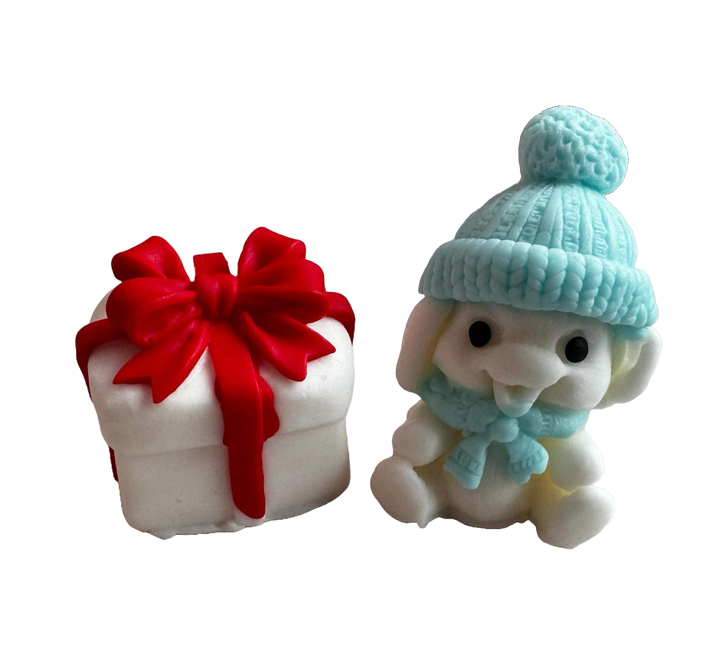 Sæt med 2 spiselige dekorationer fra sukkerpasta, Emotion of gifts, drengepynt fra Sugar Paste Naty Shop