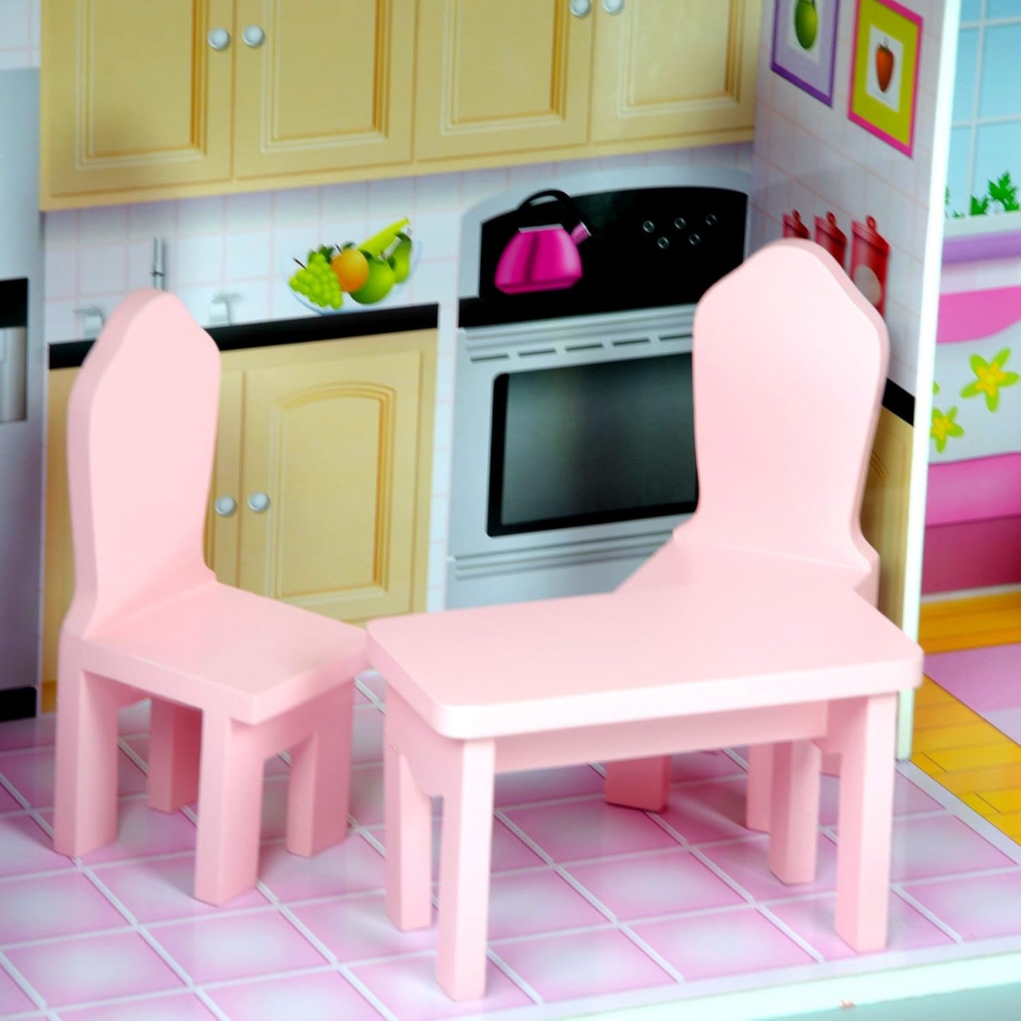 Olivia's Small World Giant Dukkehus, stort trædukkehus med møbler og tilbehør, 3-etagers dukkehus til børn, dukkehus til 12" dukker, 3 år + Naty Shop dukkehuse