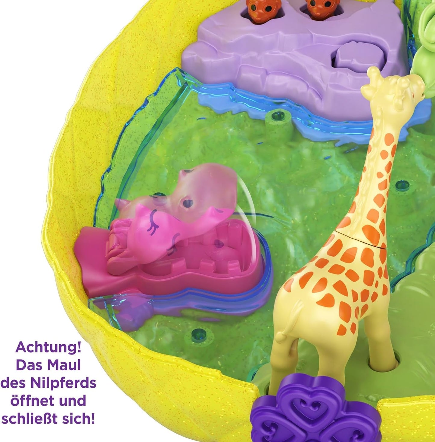 Polly Pocket GKJ64 - Bærbar ananaslomme Kompakt med 8 sjove funktioner, Polly og Lila dukker, 2 tilbehør og klistermærkeark; legetøj til børn fra 4 år og opefter