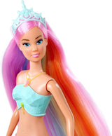 Steffi Love Magic Rainbow Mermaid, Havfruedukke med Magic Rainbow Light-funktion og ekstra langt hår, 39 cm, 3+