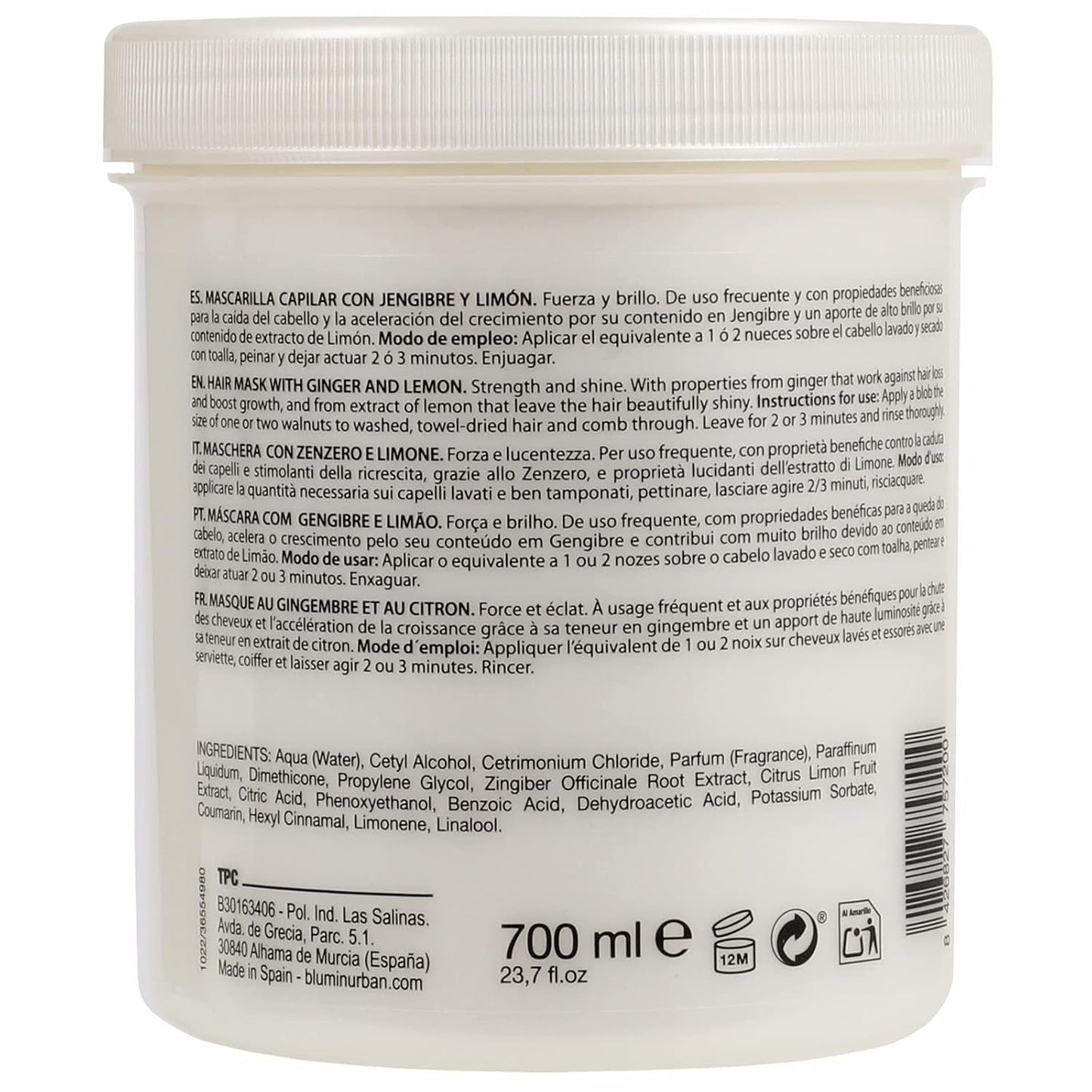 Urban ingefær og citron hårmaske, 700 ml Naty Shop hårmaske