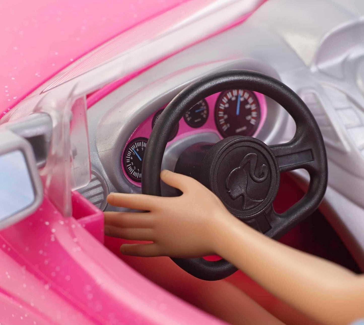Barbie dukke og pink glitter cabriolet, realistiske dæk, logo, legetøj fra 3 år og op, DJR55