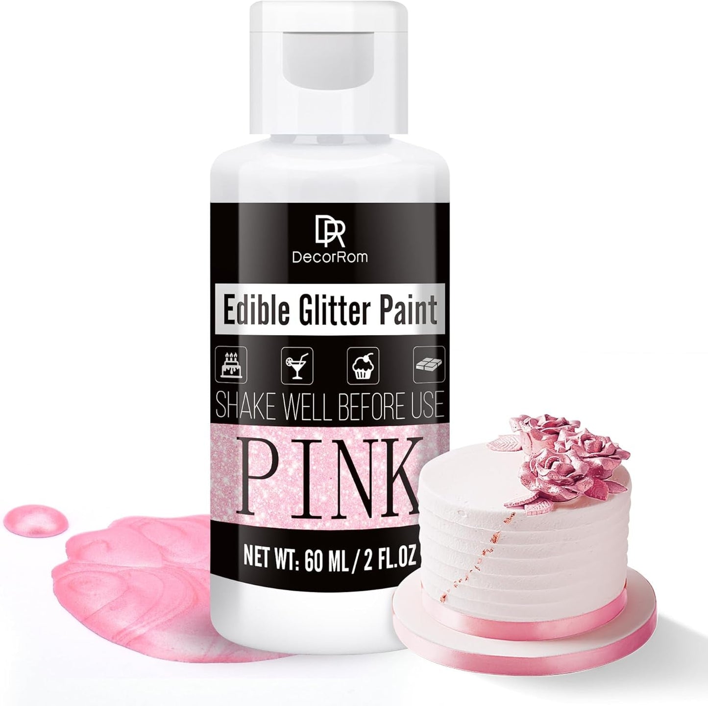 Spiselig flydende glitter - 6 farver metallisk glitter madfarve til kagepynt, bagning, muffins - spiseligt flydende glitter metallisk pulver til gør-det-selv kiks, fondant, kager
