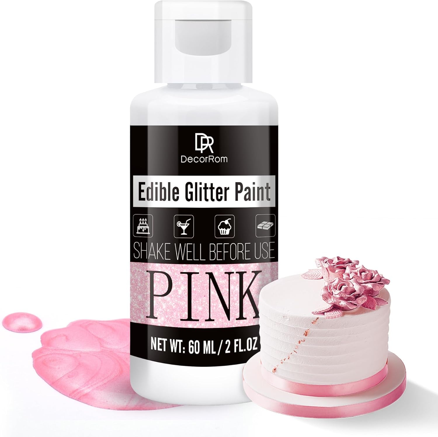 Spiselig flydende glitter - 6 farver metallisk glitter madfarve til kagepynt, bagning, muffins - spiseligt flydende glitter metallisk pulver til gør-det-selv kiks, fondant, kager