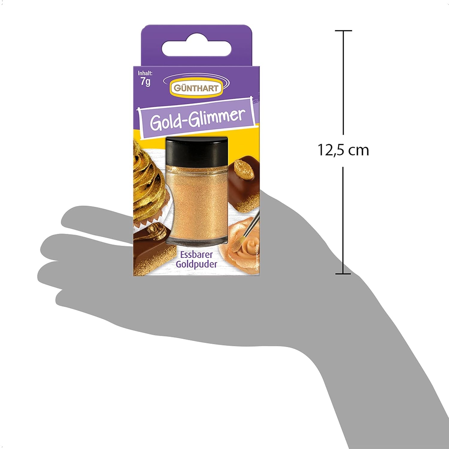 Günthart Backdecor Gold Powder - Spiselig Glitter, Madfarvepulver, Drink Glitter - Lille Glitter med Guldstøv til Bageentusiaster, 1 Pakke (1 x 7g)