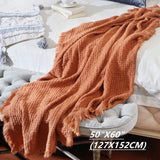CREVENT Ruststrikket tæppe til sofa Sofa Stol Seng Boligindretning Blød Varm Hyggelig Letvægts Forår Sommer Efterår (127,8 X 152,4 cm Karamel / Brun / Brændt orange) CREVENT Senge og tæpper