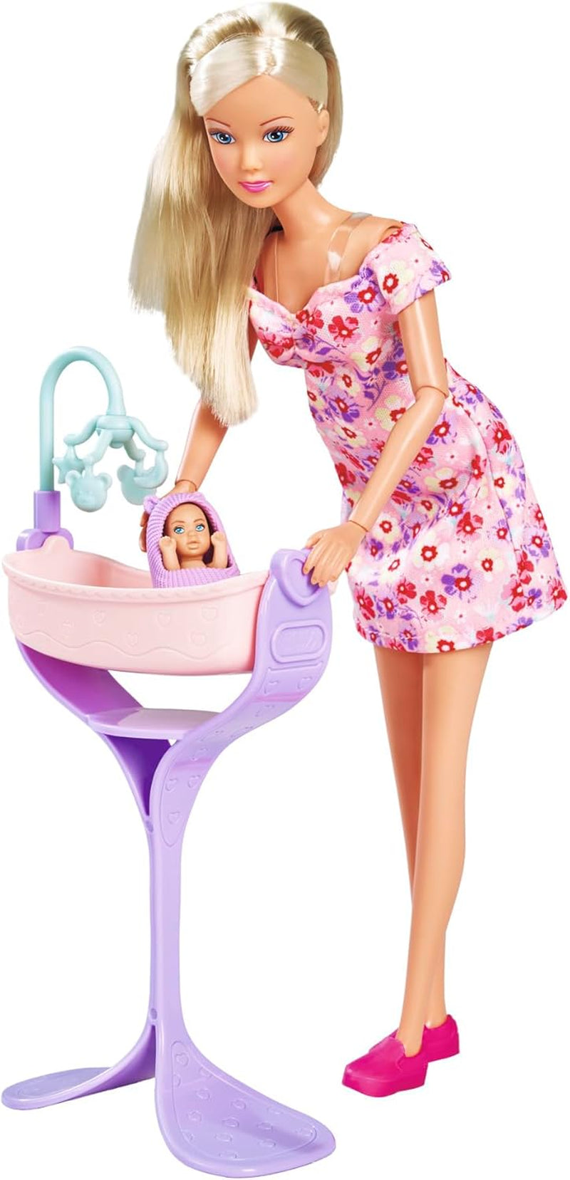 Simba 105733680 Steffi Love Doll Hello Baby (29 cm) - Gravid dukke med voksende mave, babydukke og tilbehør - Legetøj til børn, piger og drenge fra 3 år