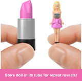 Barbie Mini Barbieland Sæt med 5 Fashionista-dukker, ca. 3,8 cm høje minidukker i læbestiftsærmer Surprise Collection Set (stile kan variere), JBD26 Naty Shop Dolls