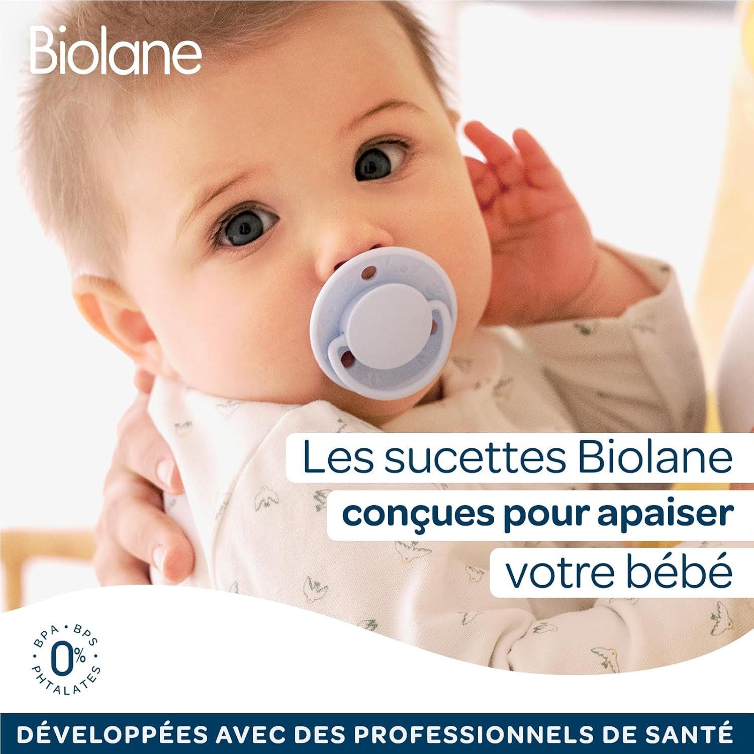 BIOLANE - Rund sut - Ekstra tynd sut - 6+ måneder - Tofarvet grøn - Naturgummisutter - Til oral udvikling - Blød og behagelig