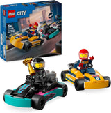 LEGO City Go-Karts med chauffører, 2 minifigurer fører- og racerbilssæt, billegetøj til 5-årige drenge og piger, sjov gave til børn 60400 byggesæt Besuche den LEGO-Store Single