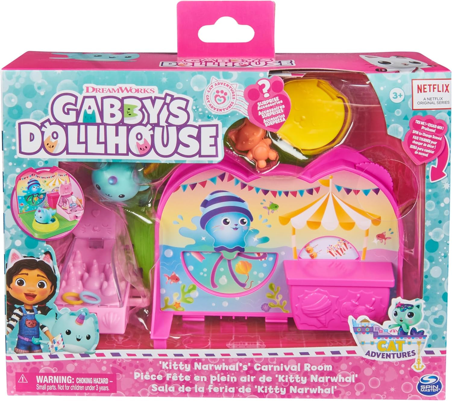DREAMWORKS GABBY'S DOLLS HOUSE - Deluxe værelseslegesæt, Kitty Narwhale-festlokale, temamøbler og tilbehør, 3+