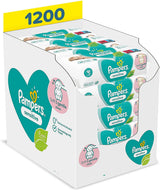 Bright Starts Deluxe dørlåsesæt med sikker og stabil dørrammeklemme og Pampers Sensitive babyservietter, 1200 servietter (15 x 80)